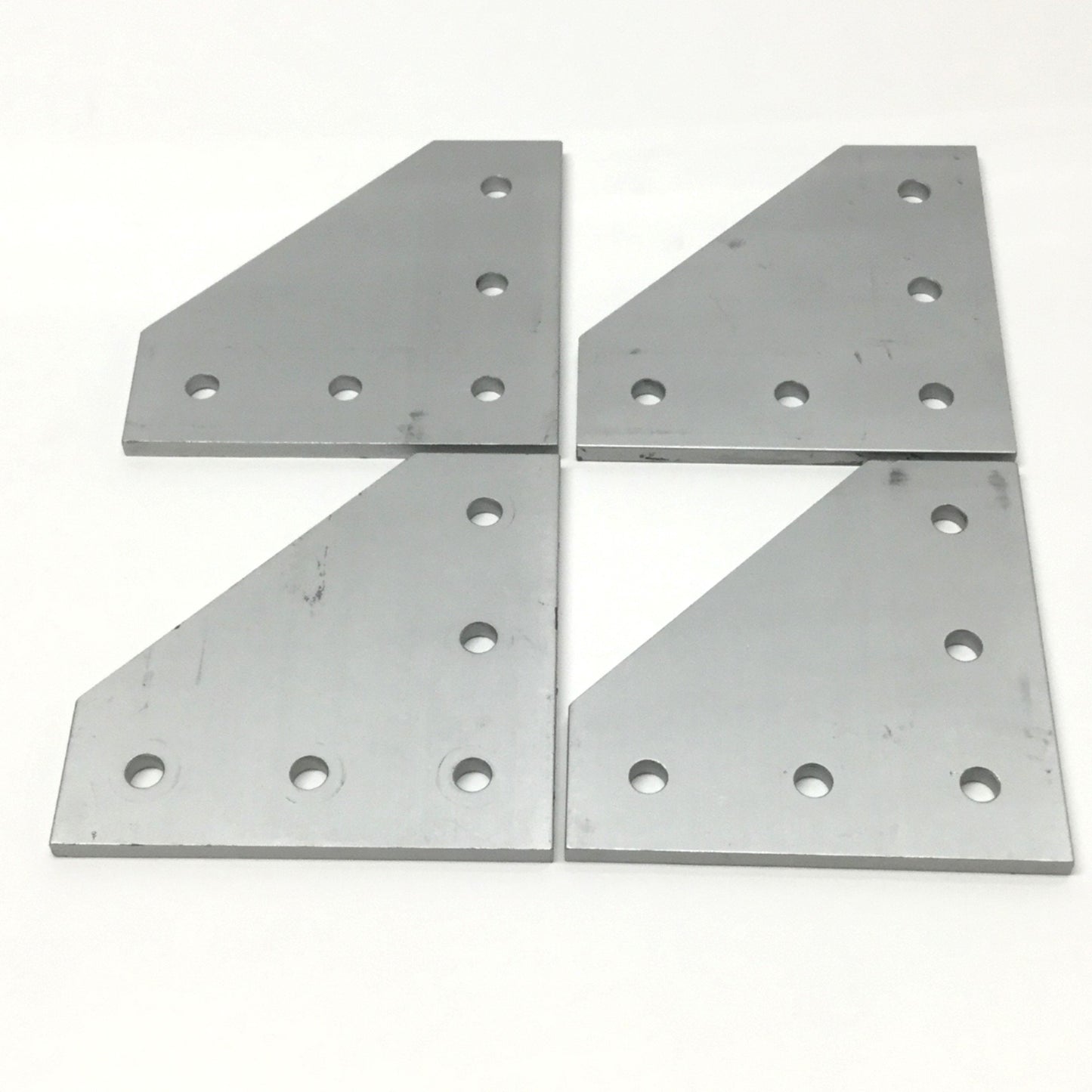 Used Lot of 4 80/20 4351 Aluminum Hardware 90° Angled Flat Plates, 5-Hole, 15-Series