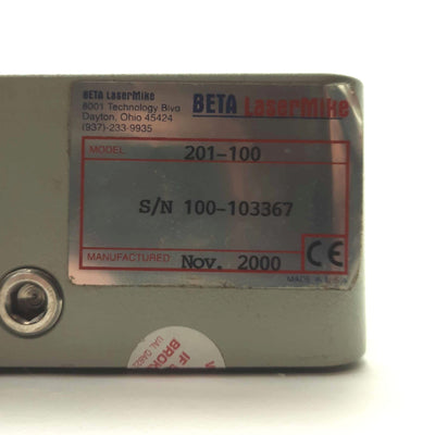 Used BETA Lasermike 201-100 Endura 201 LASER Micrometer Gage Head, .01-1.0" Range