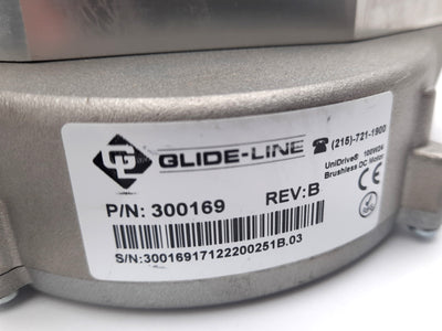 Used Glide-Line 300169 Brushless DC Motor 24VDC 4Amps 96W 280 RPM 15 in.lbs