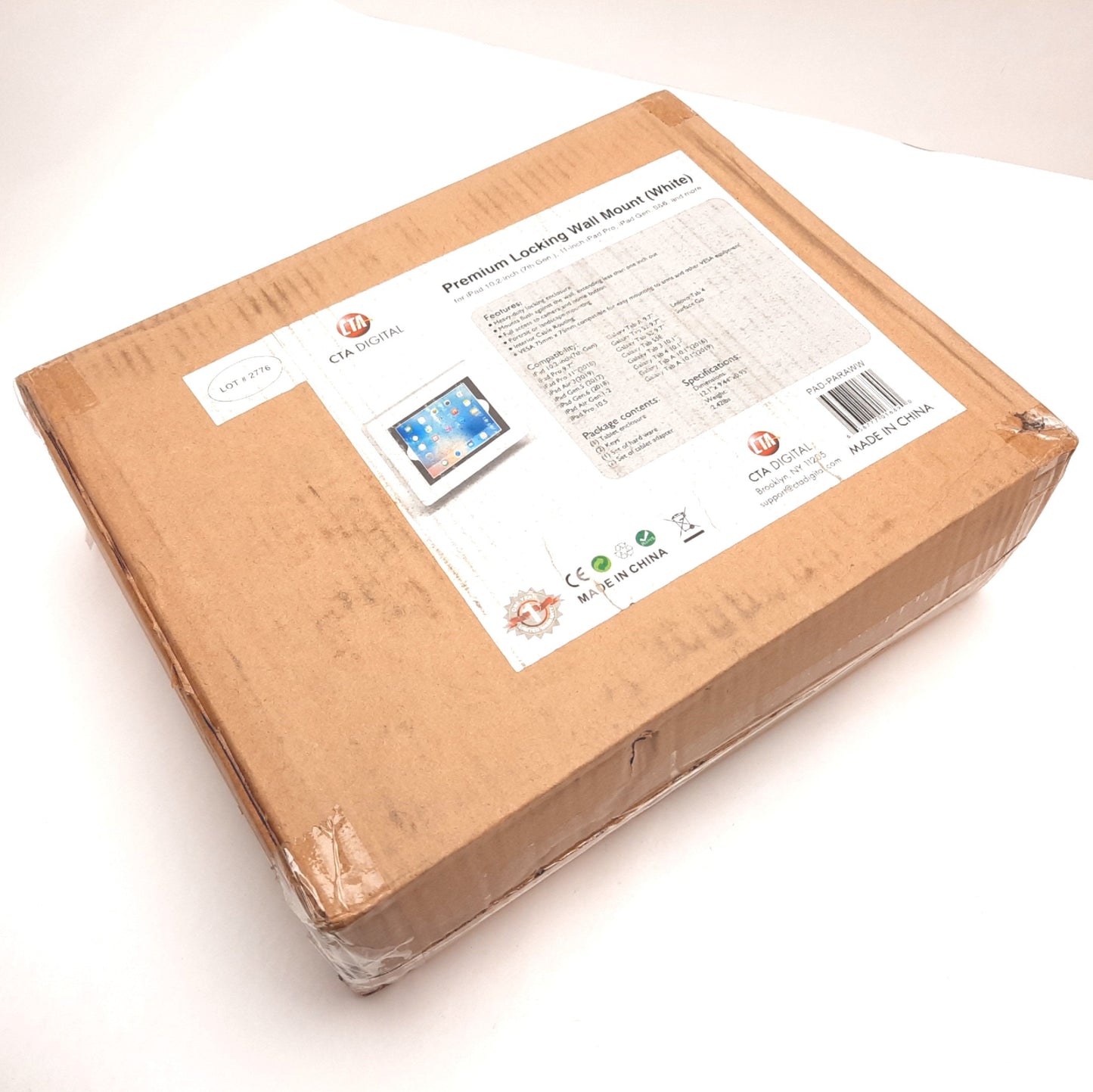 New CTA Digital PAD-PARAWW White Locking Tablet Wall Mount Apple iPad Samsung Galaxy