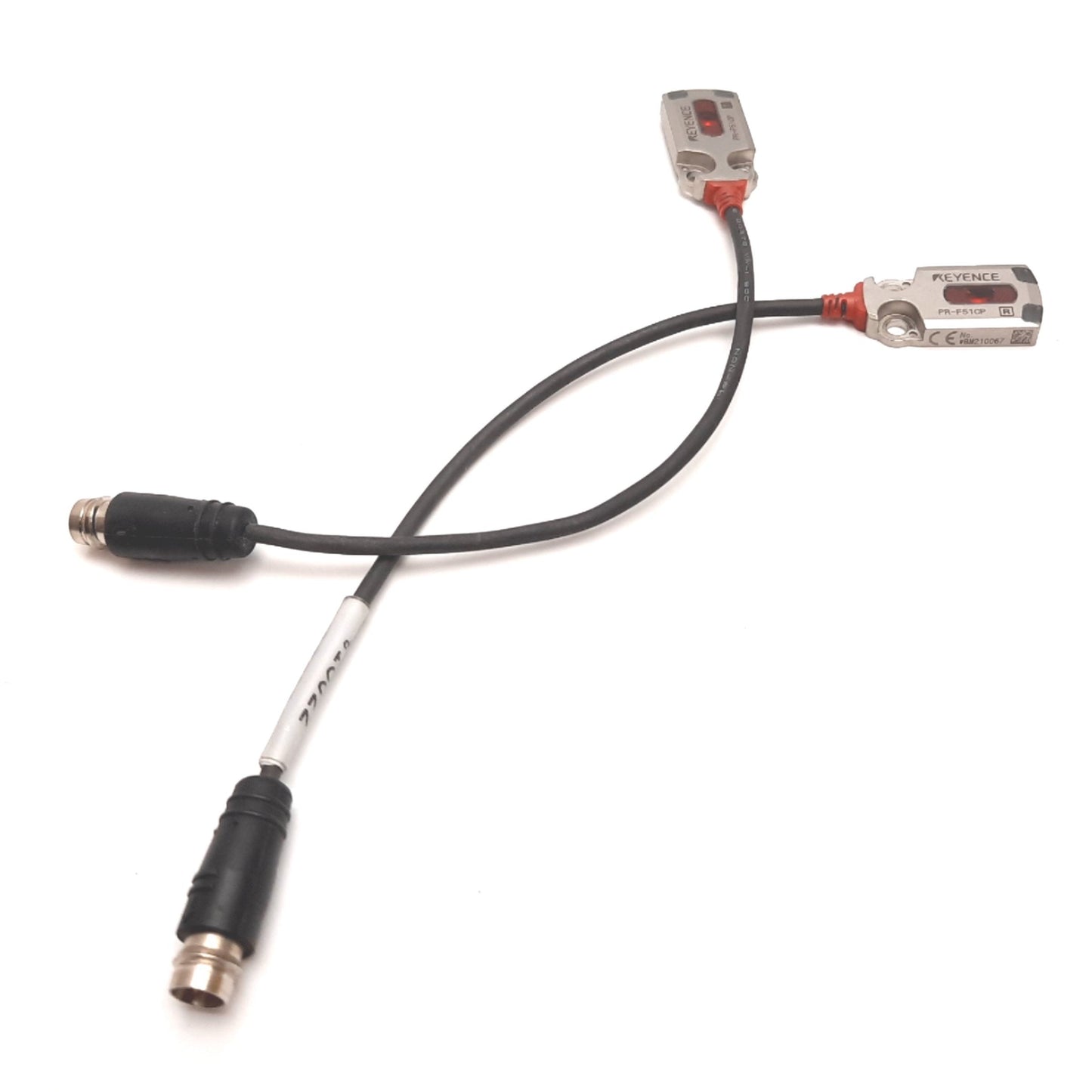 Used Keyence PR-F51CP Photoelectric Sensor, Thrubeam 0.6m, 10-30VDC, PNP, 4-Pin M8