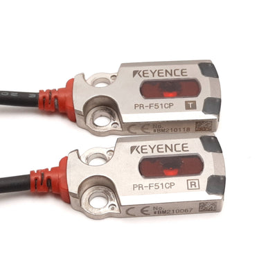 Used Keyence PR-F51CP Photoelectric Sensor, Thrubeam 0.6m, 10-30VDC, PNP, 4-Pin M8