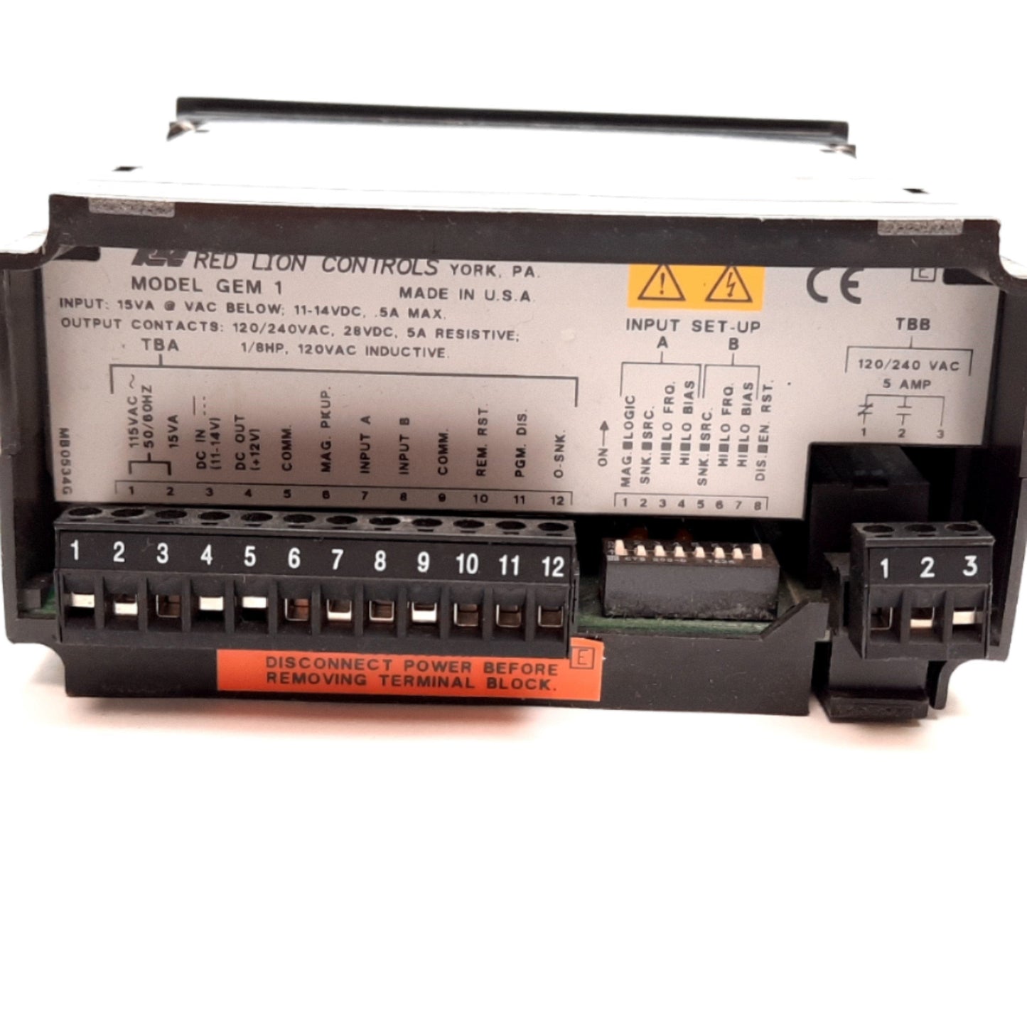 Used Red Lion GEM10000 Digital Counter Module, 6-Digit LED, In: 115VAC/11-14VDC