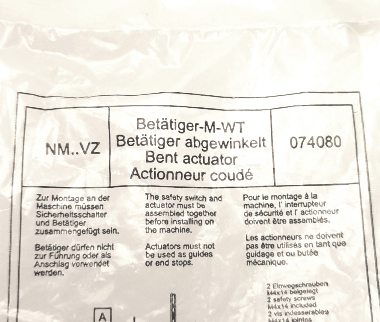 New Euchner BETAETIGER-M-WT 074080 Key Actuator for Safety Switch NM.VZ, 90 Degrees