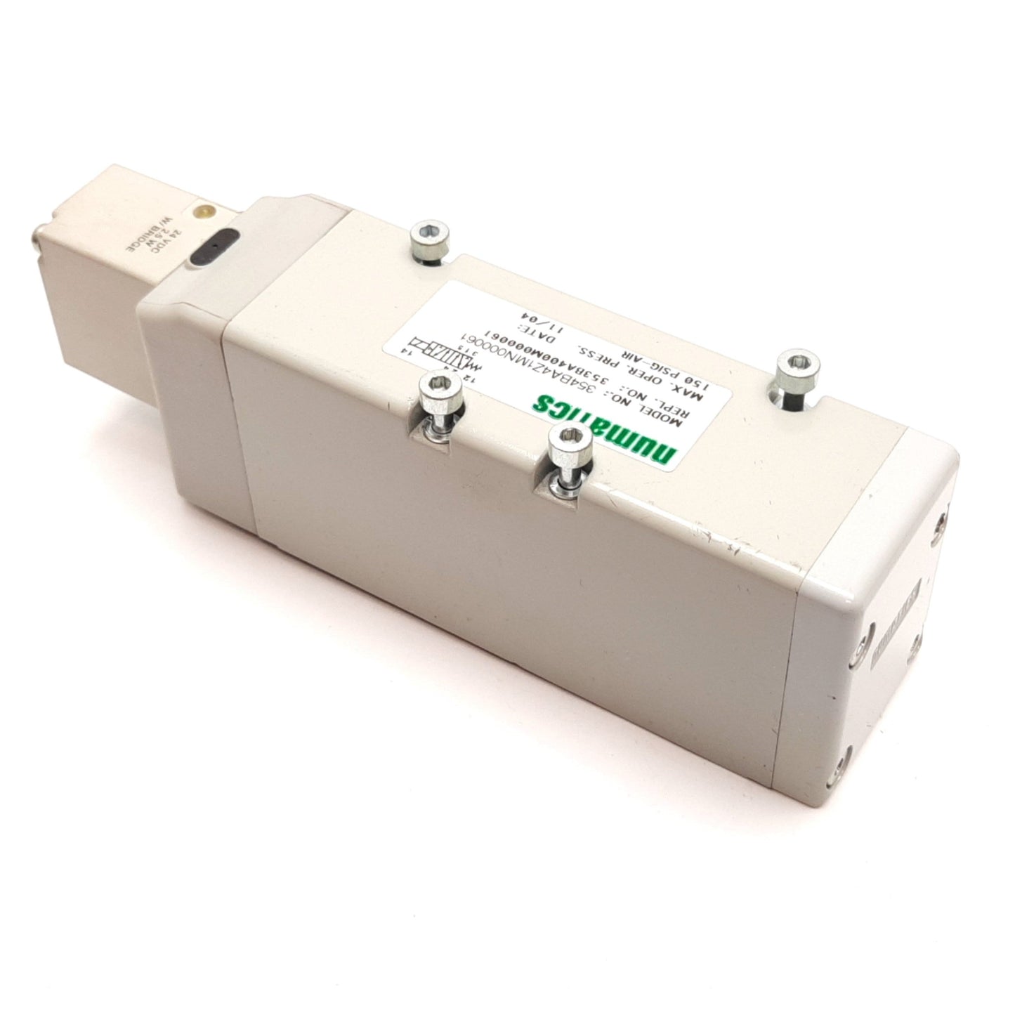 Used Numatics 354BA4Z1MN000061 Solenoid Valve, 2-Position 5-Port, 24VDC, 150psi Max