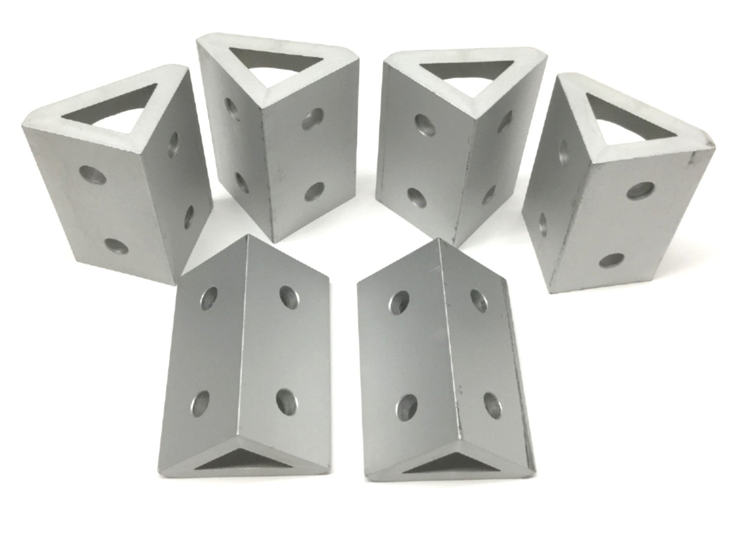 Used Lot of 6 80/20 4334 Aluminum Wide Gusseted 4-Hole Inside Corner Bracket 15 Ser