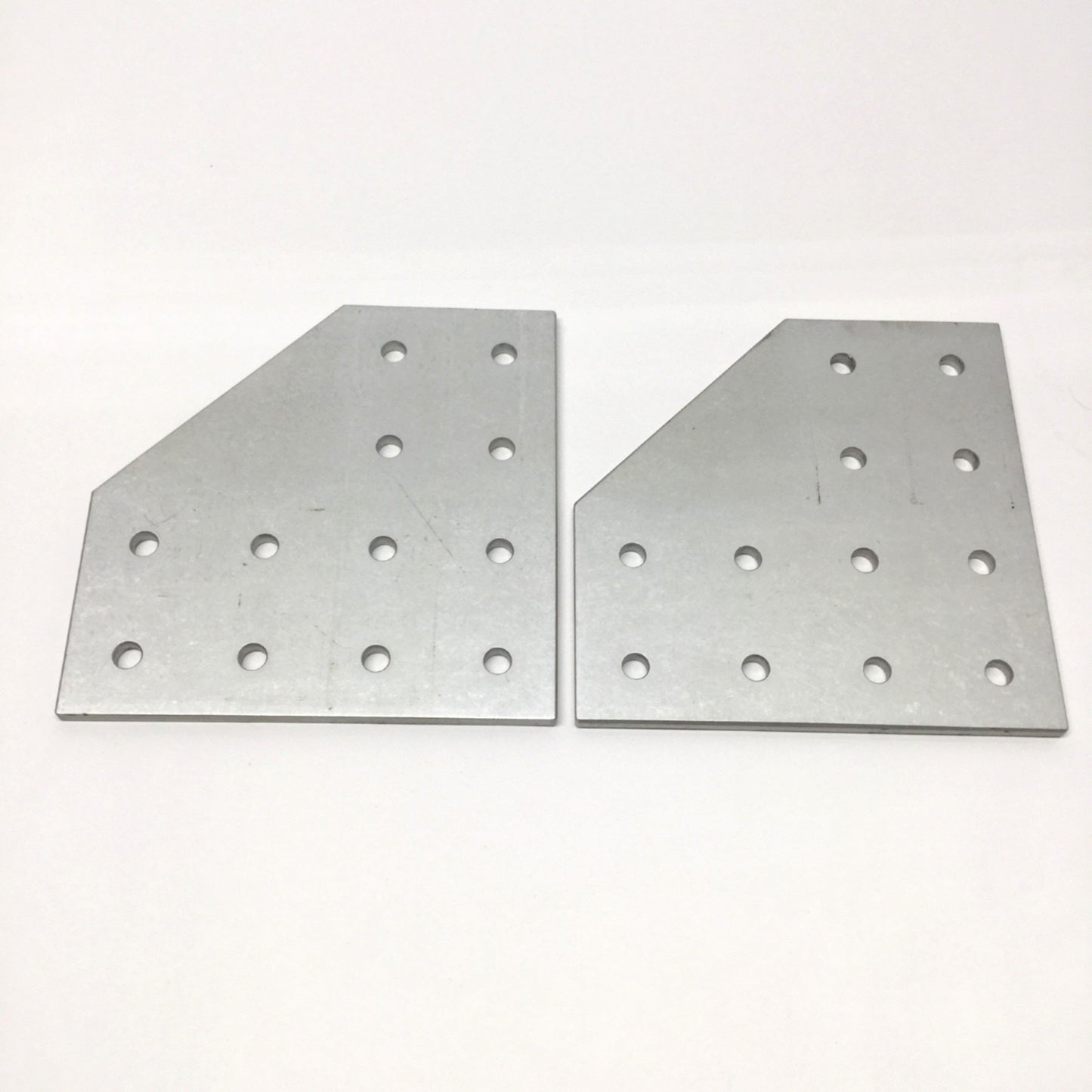 Used Lot of 2 80/20 4328 Aluminum 90° Angled Flat Plate, 6" x 6", 12-Hole, 15 Series