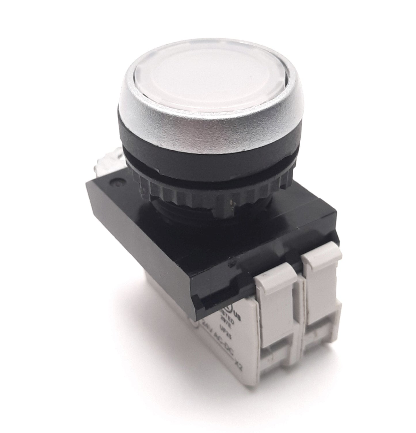 Used BACO L21AH50L Pushbutton With 33E10 NO Contact & 33EAWL 24v Light Block, White