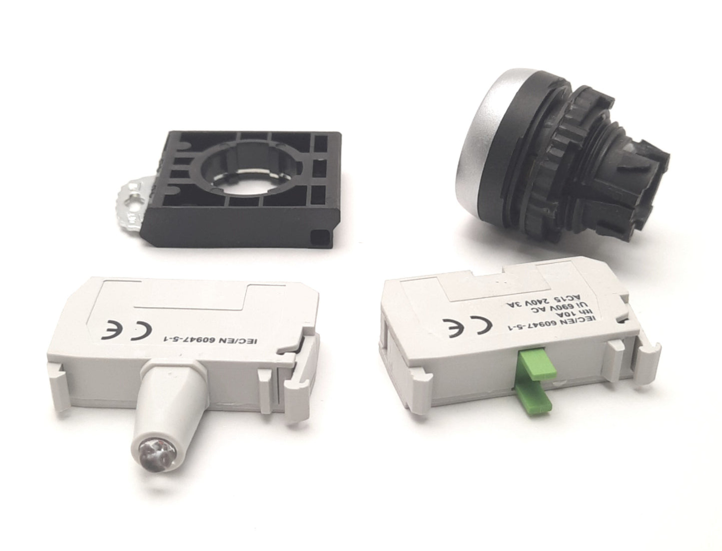 Used BACO L21AH40 Pushbutton With 33E10 NO Contact & 33EAYL 24v Light Block, Yellow