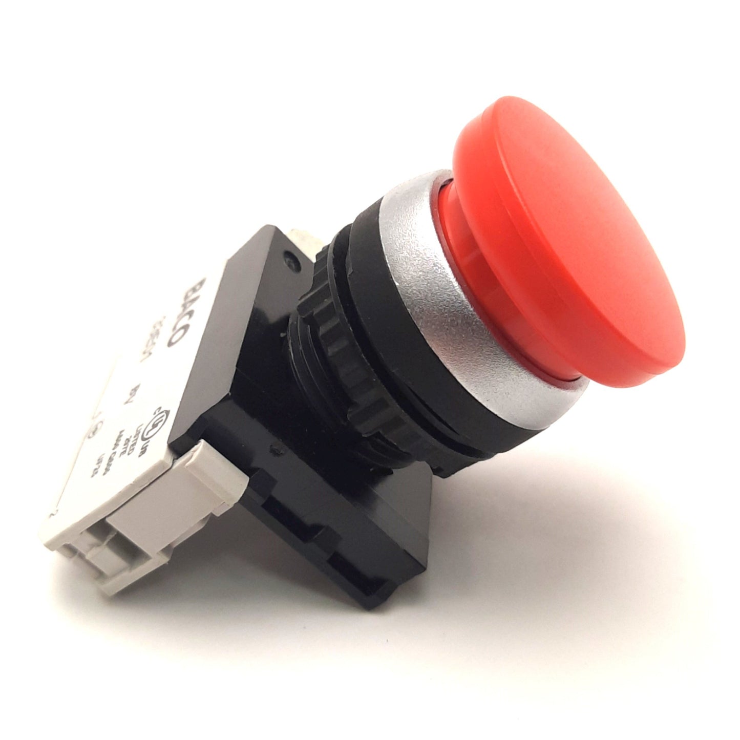 Used BACO L21AC01 Mushroom Pushbutton 32mm Red, With 33E01 NC Contact, 240v AC, 3A