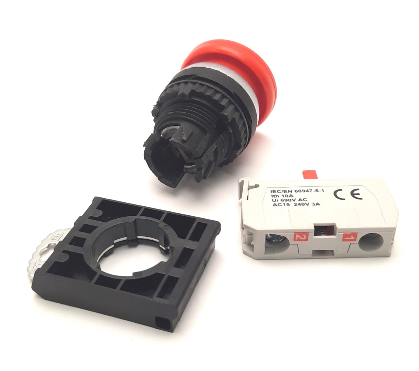 Used BACO L21AC01 Mushroom Pushbutton 32mm Red, With 33E01 NC Contact, 240v AC, 3A