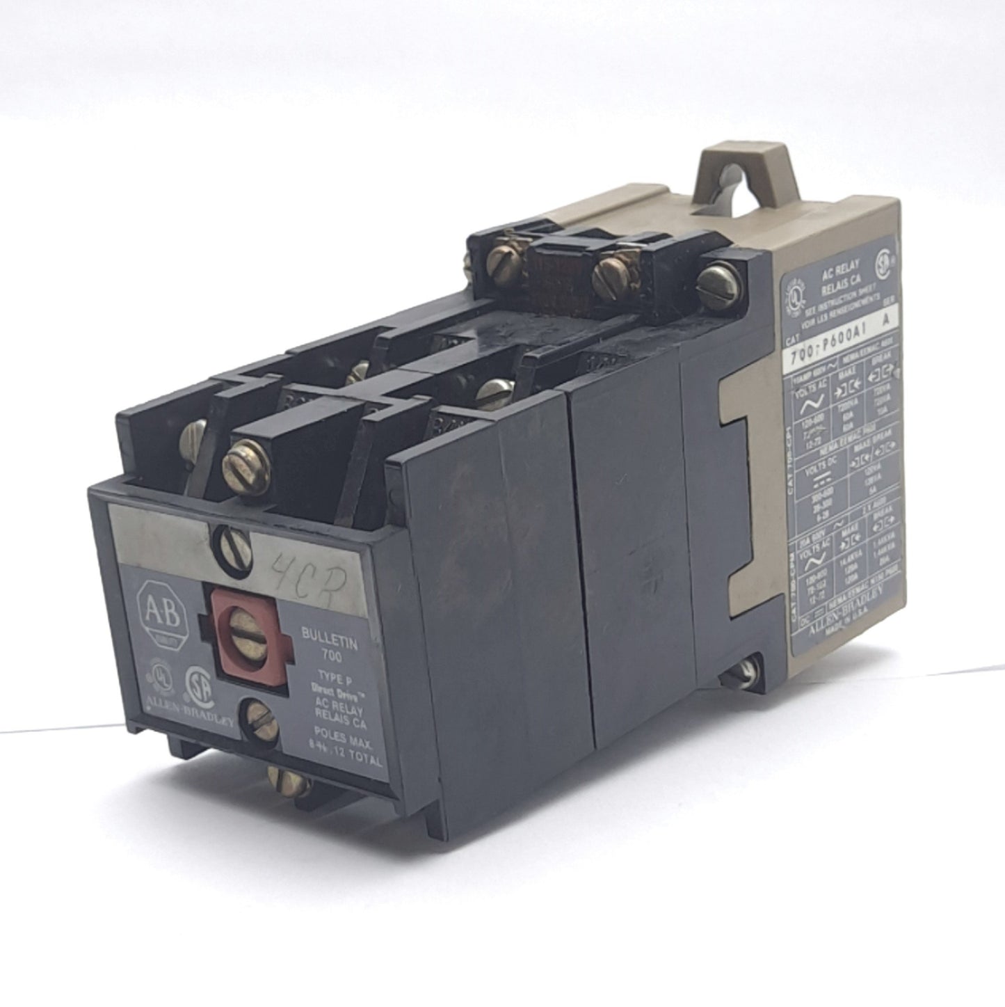 Used Allen-Bradley 700-P600A1 Series B General Purpose Relay 115-120VAC Coil Voltage