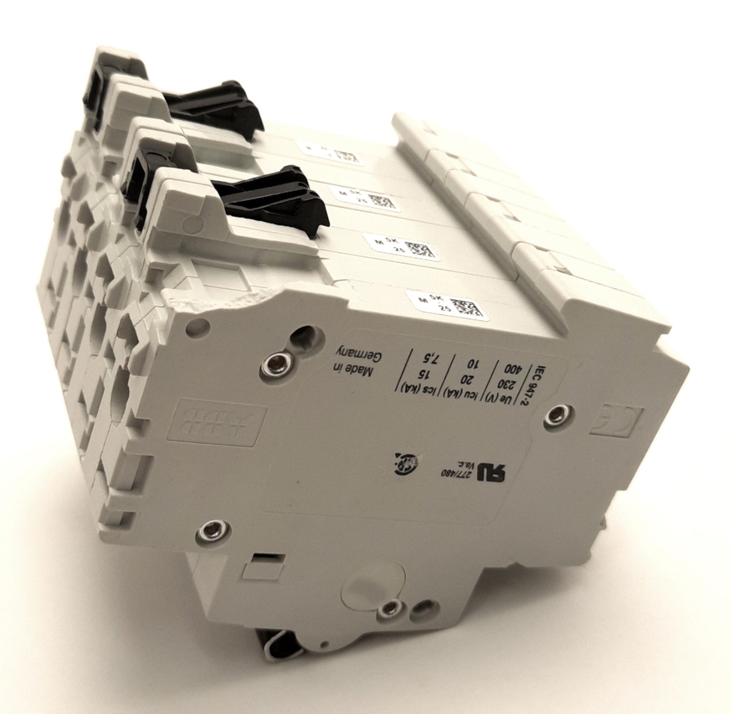 Used ABB S203-K25NA Circuit Breaker, 3-Poles+N, 400v AC 25A, 10kA, DIN Rail Mount