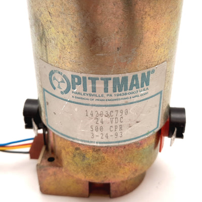 Used Pittman 14203C790 DC Motor, Voltage: 24VDC, Resolution: 500CPR, NEMA 23 Mount