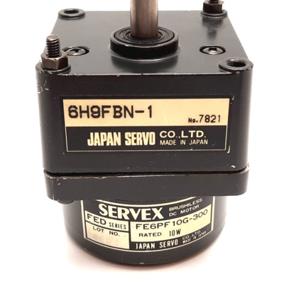 Used Japan Servo Servex FE6PF10G-300 Brushless DC Motor, 10W, With 6H9FBN-1 Gearbox
