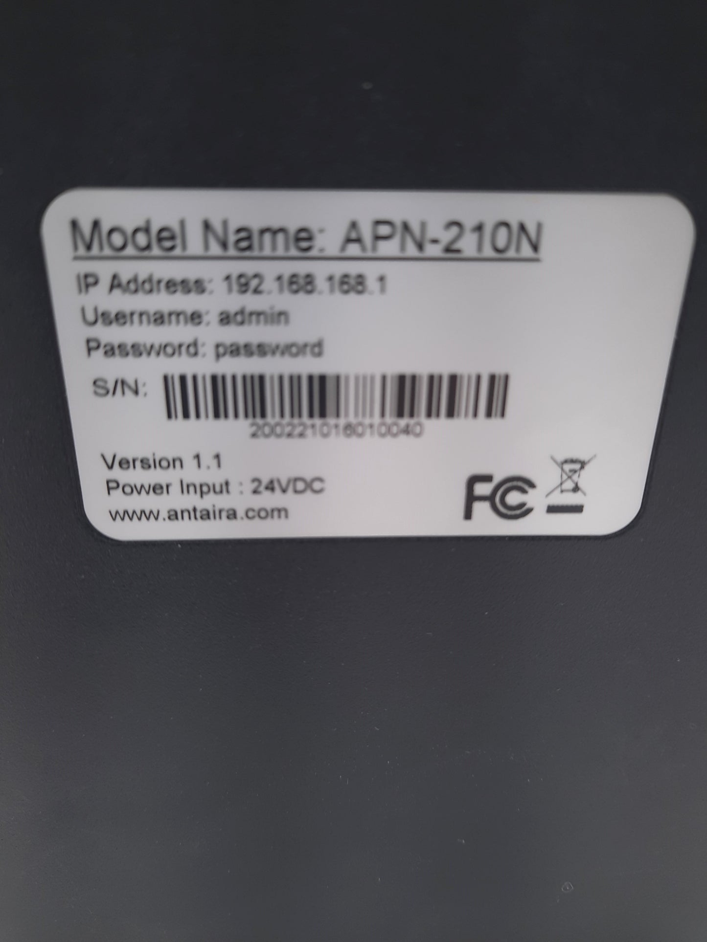 Used Antaira APN-210N Access Point / Client / Bridge / Repeater 12-48VDC 6W 200mW