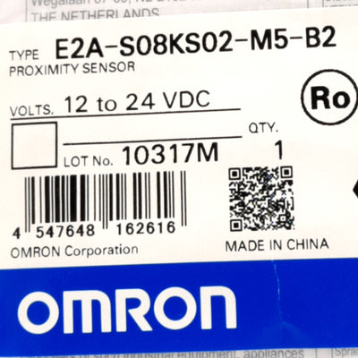 New Omron E2A-S08KS02-M5-B2 Proximity Sensor, 12-24VDC M8 3-Pin Connector, PNP NC