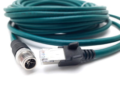 New Cognex 185-1306R Ethernet Cable X-Coded M12 8 Pin 48V 0.5A IP67/IP20