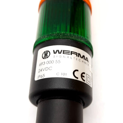 Used Werma 69300055 Signal Beacon Light Tower, Red Amber Green, 24VDC, W/ 4" Mount