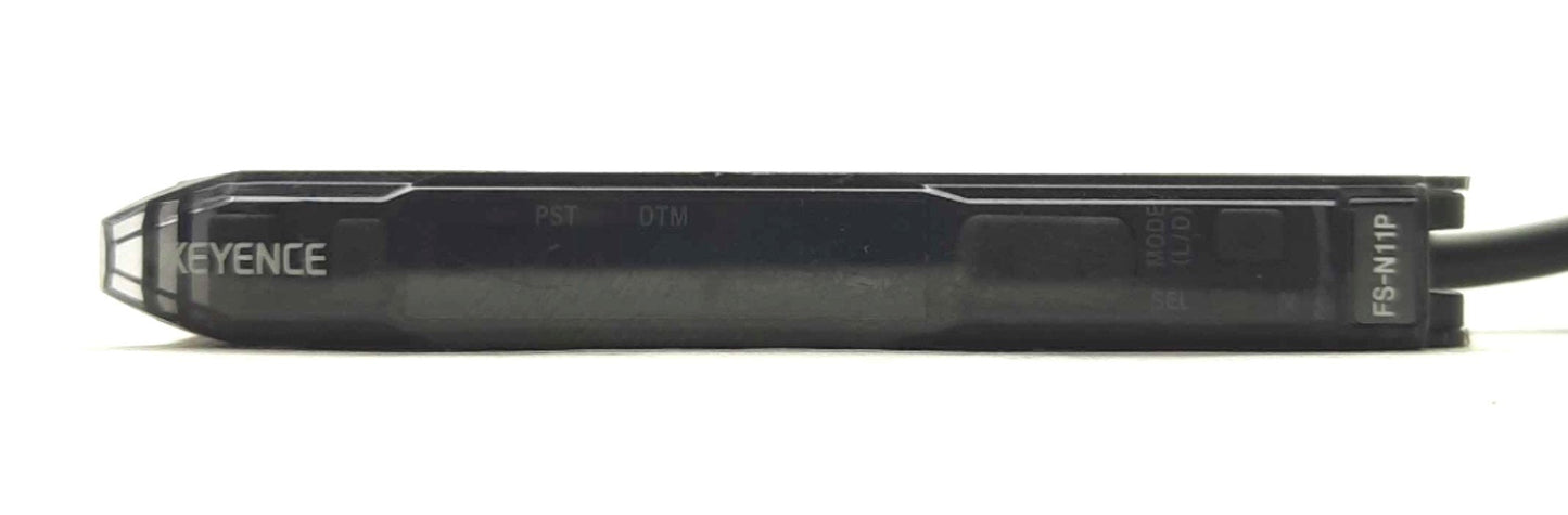 Used Keyence FS-N11P Digital Fiber Optic Sensor Amplifier Red LED PNP 12-24VDC 12"