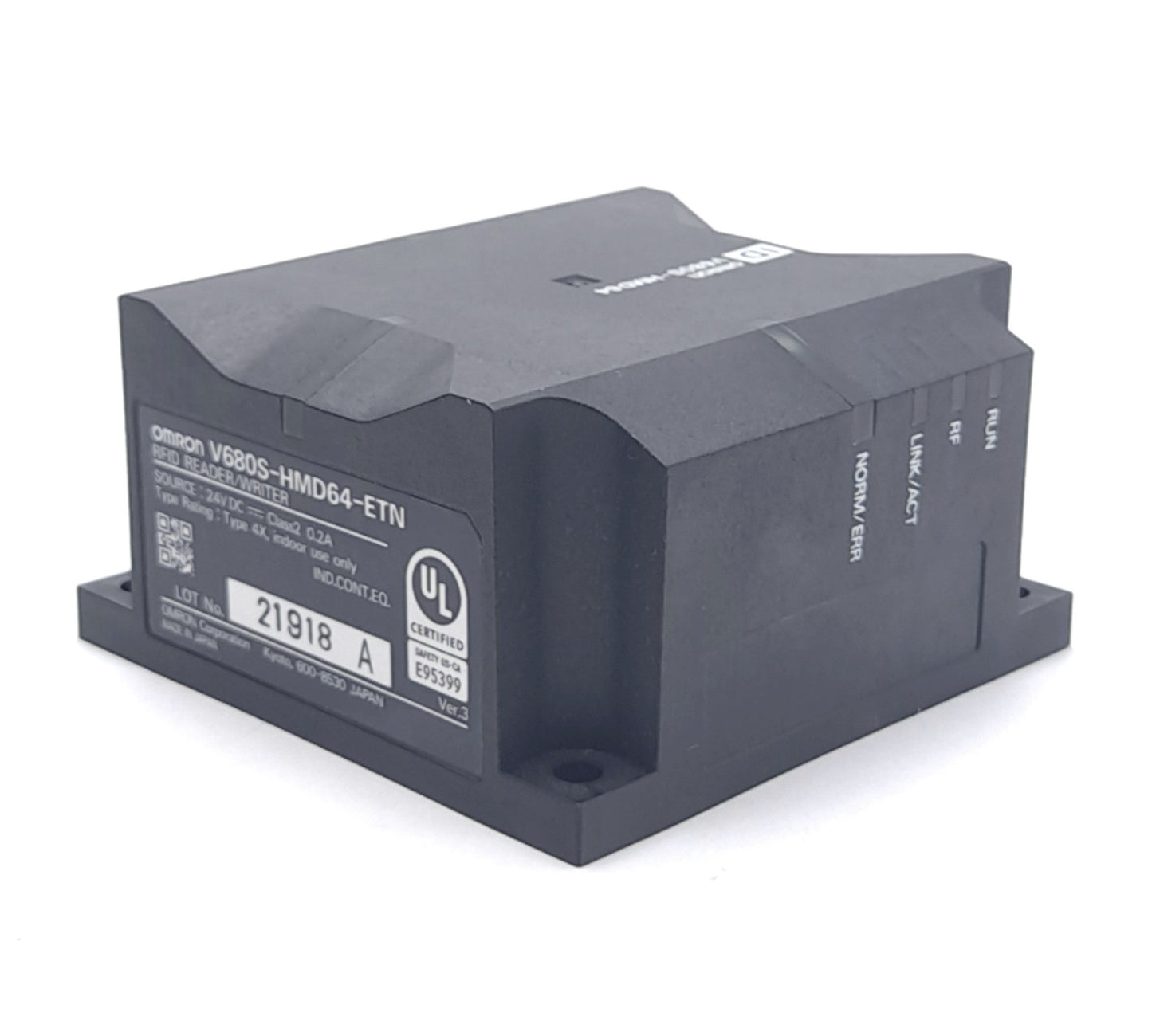 New – Open box Omron V680S-HMD64-ETN RFID Reader/Writer, 24VDC Power, 8Kb Memory, 3-40mm Range
