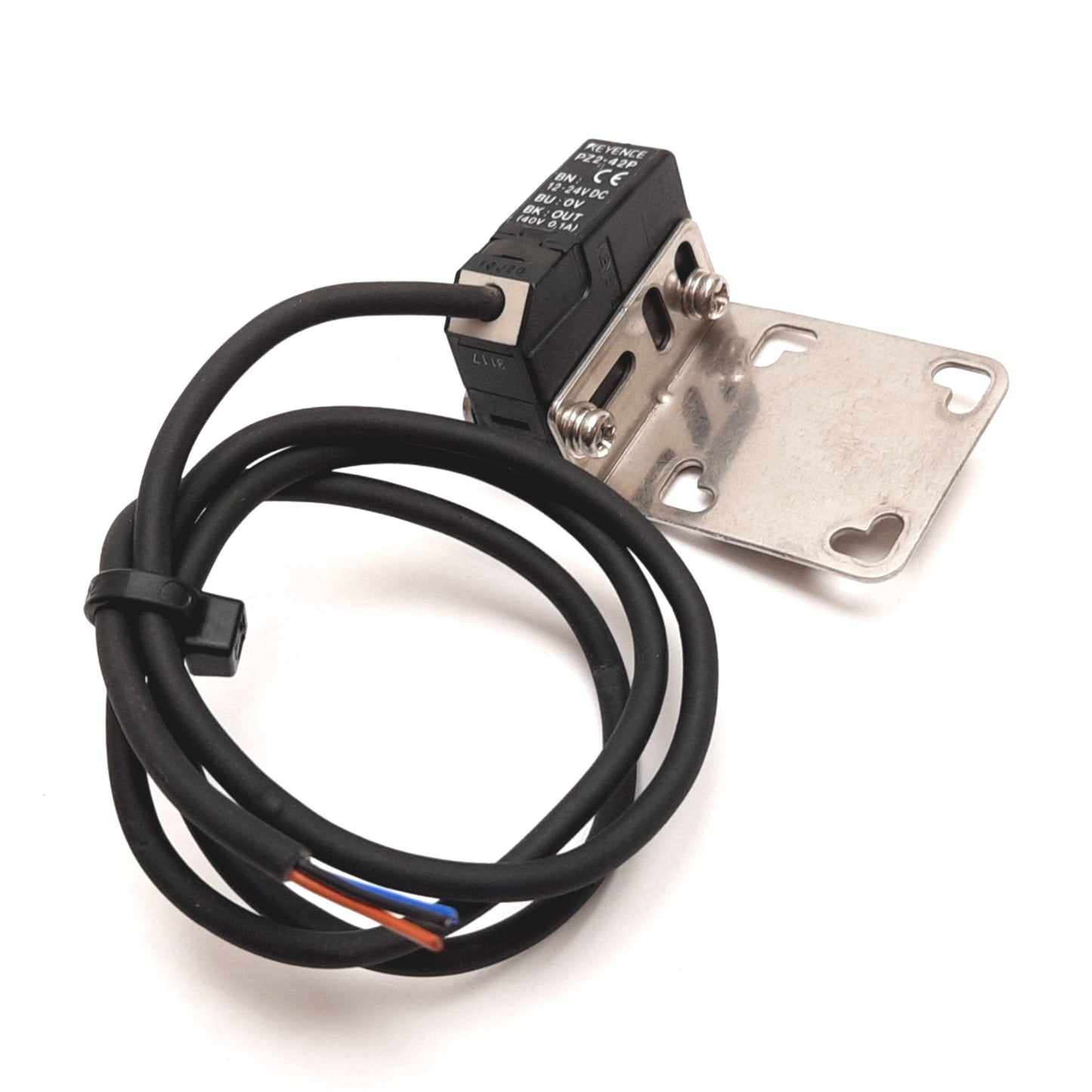 Used Keyence PZ2-42P Photoelectric Sensor, Diffuse Reflective, 100mm, 12-24VDC, PNP