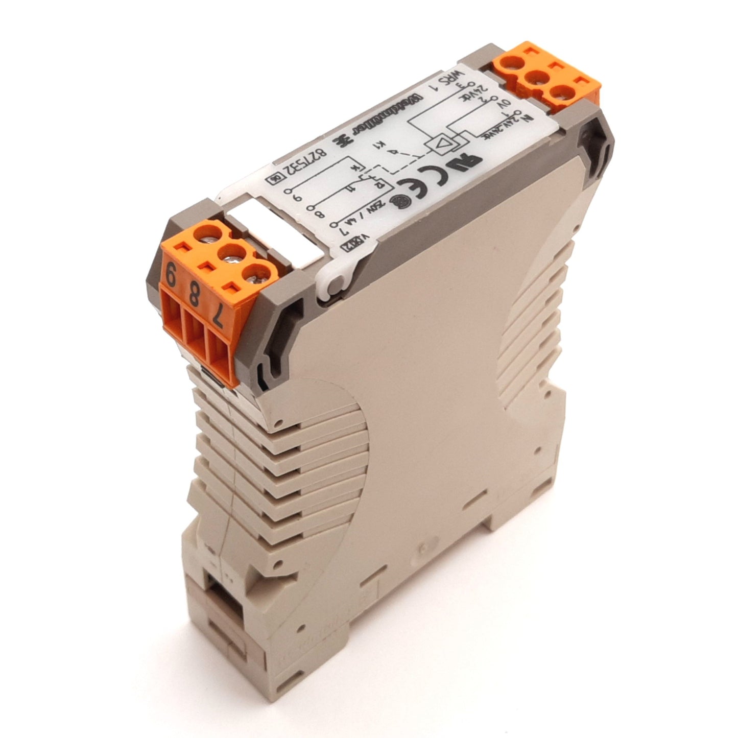 Used Weidmuller 827532 Relay, SPDT, Coil: 2.4-24VDC, Contact: 250VAC 4A, DIN Rail