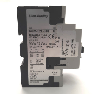 Used Allen Bradley 140M-C2E-B10 Motor Protection Circuit Breaker 0.63-1.0A 600V 3-Ph