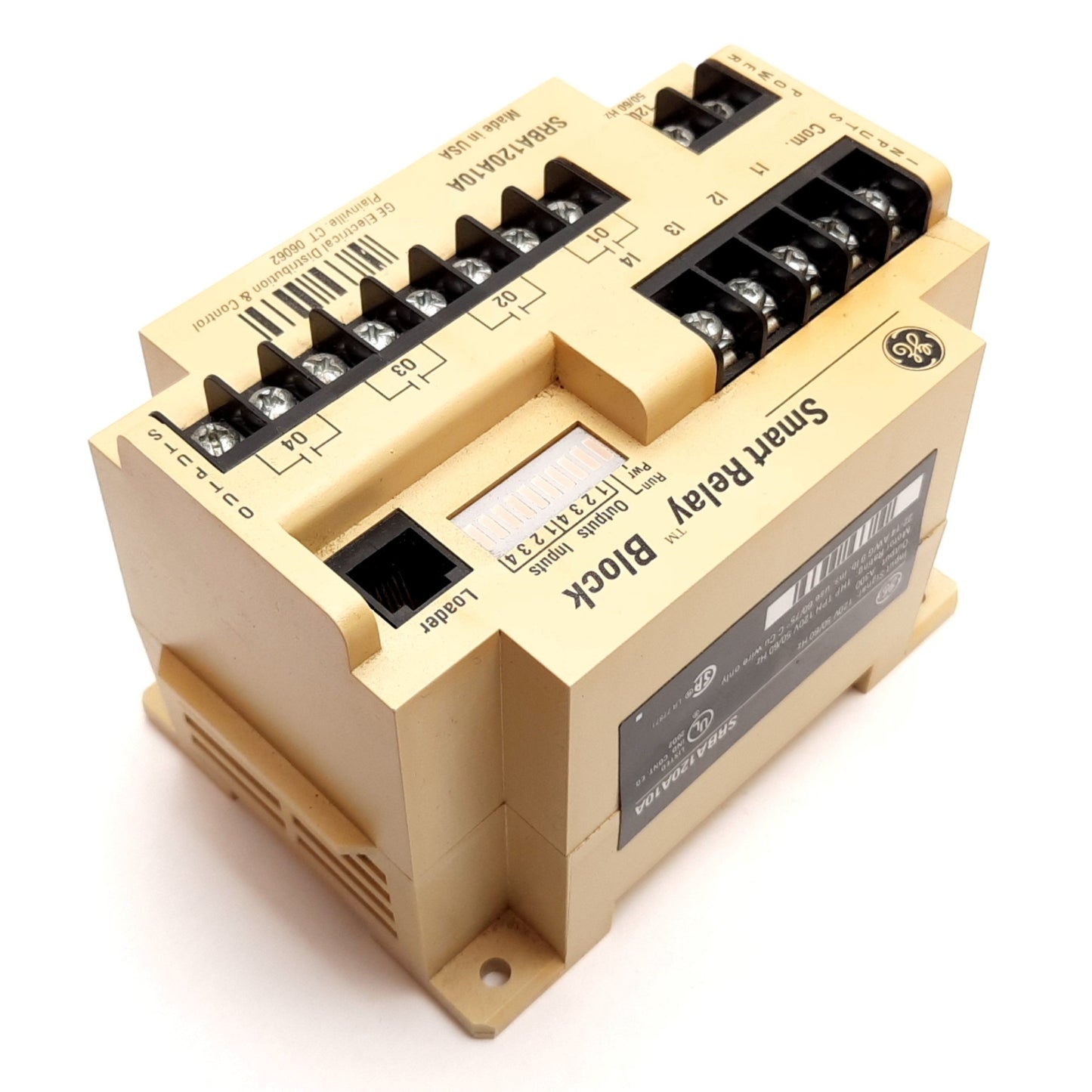 Used General Electric SRBA120A10A Smart Relay Block, Power: 120VAC, Motor: 1HP 120VAC