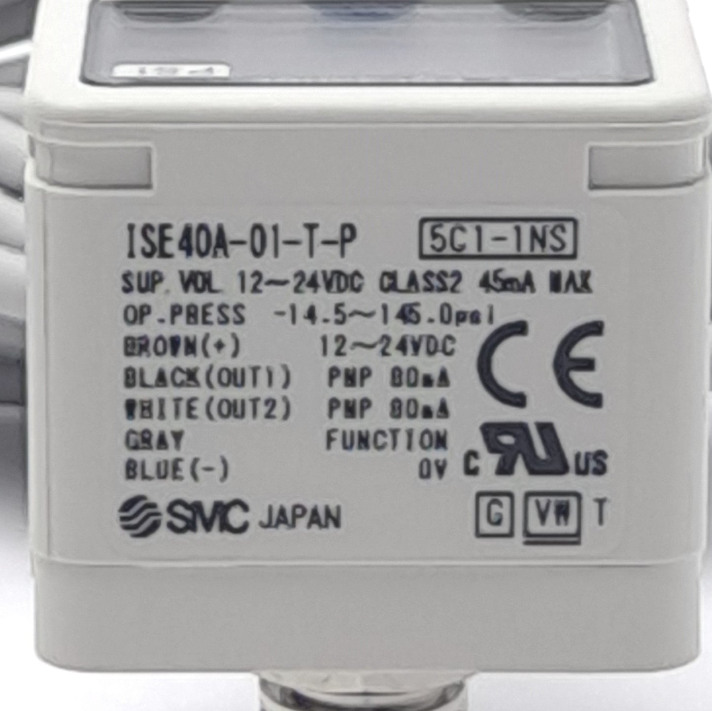 New SMC ISE40A-01-T-P-X501 Digital Pressure Switch, 12-24VDC, 80mA PNP 2 Outputs