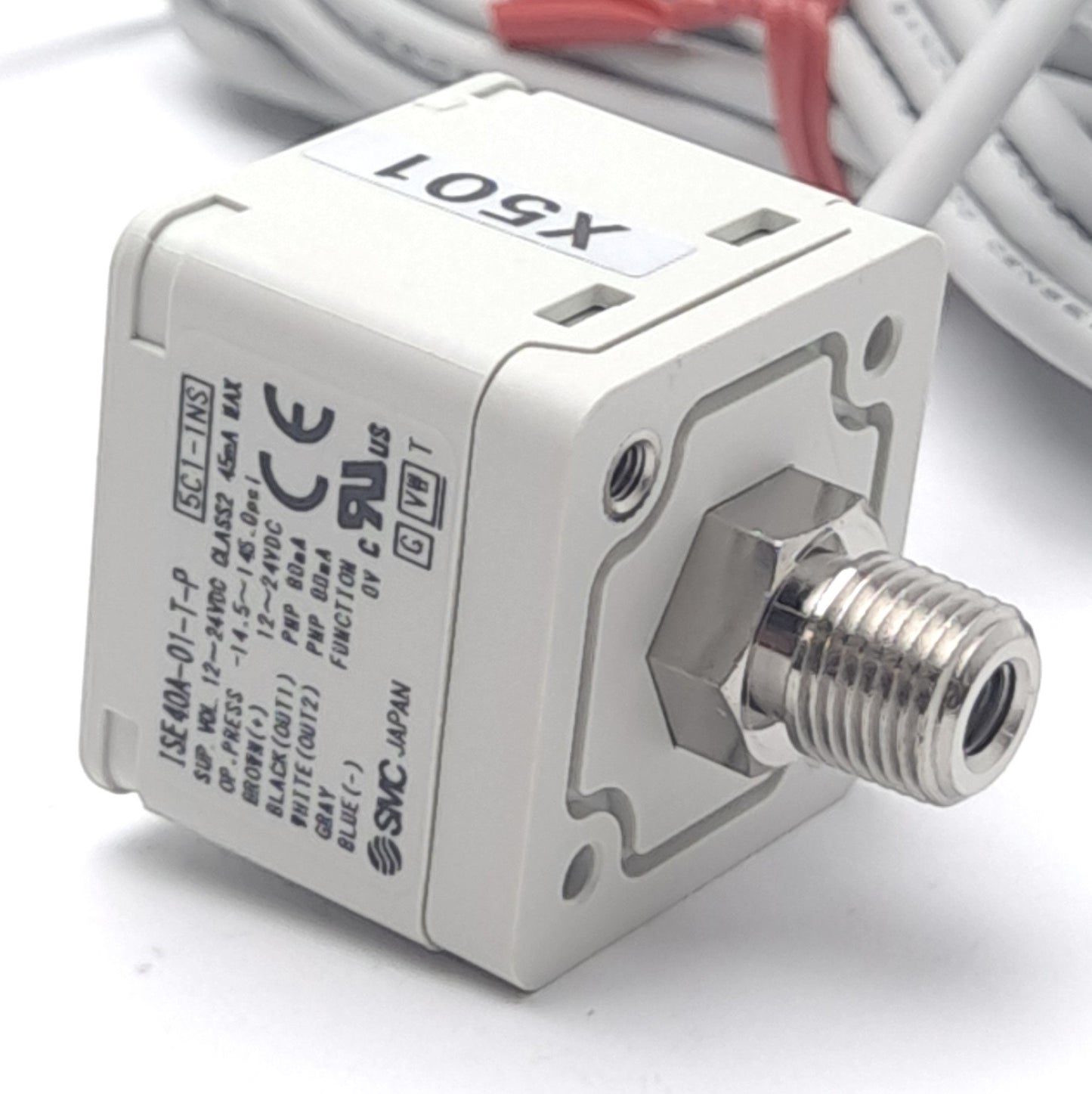 New SMC ISE40A-01-T-P-X501 Digital Pressure Switch, 12-24VDC, 80mA PNP 2 Outputs