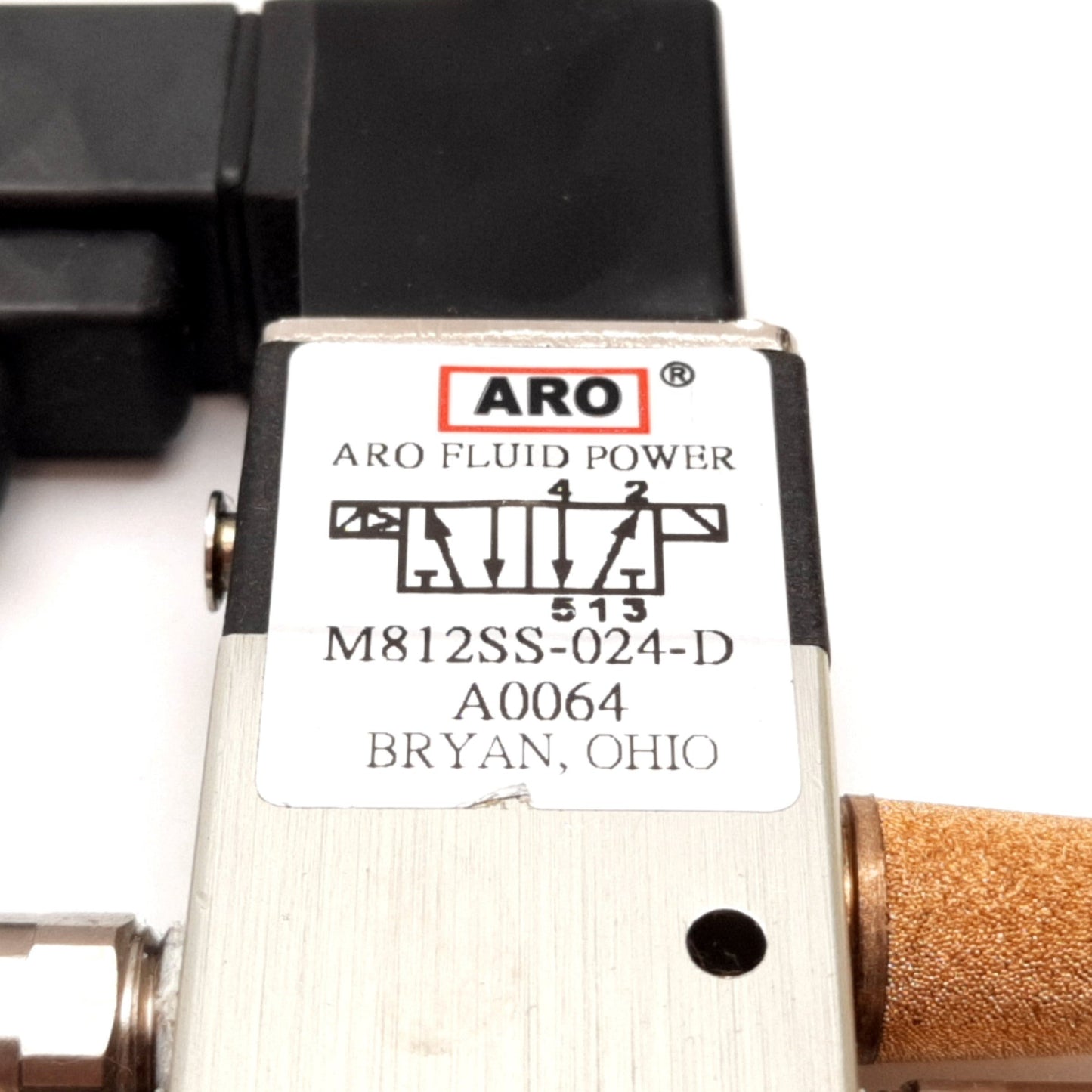 Used ARO M812SS-024-D Solenoid Valve, 2-Position 5-Port, 24VDC, 115psi, 1/8" NPT