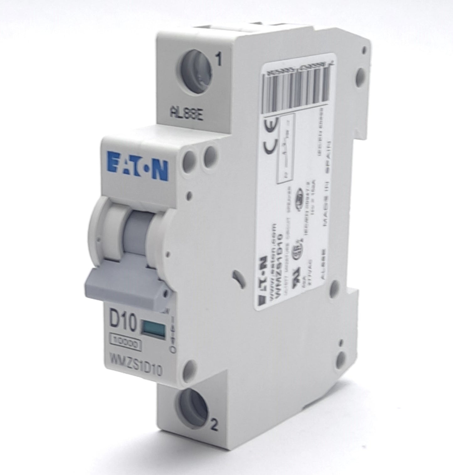 New Eaton WMZS1D10 Circuit Breaker, 277VAC, 10A, DIN Rail Mount, Single Pole Type D