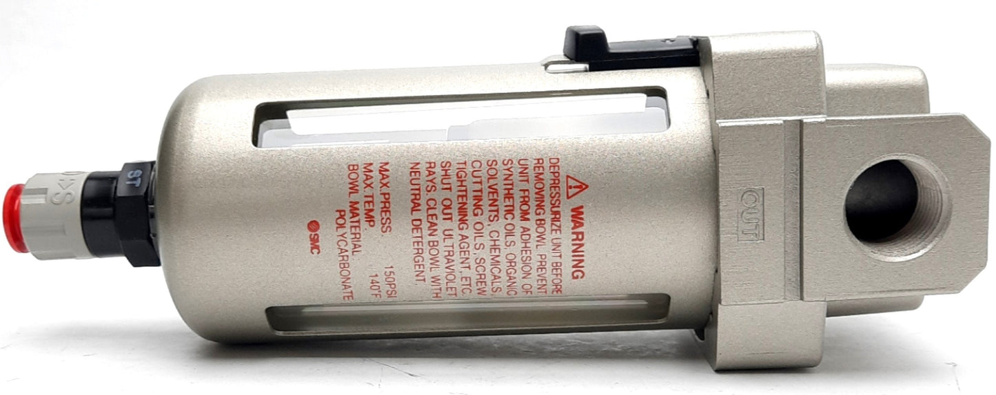 New SMC AFM40-N04C-Z Mist Separator, Modular 1/2"NPT Auto Drain 150PSI MAX