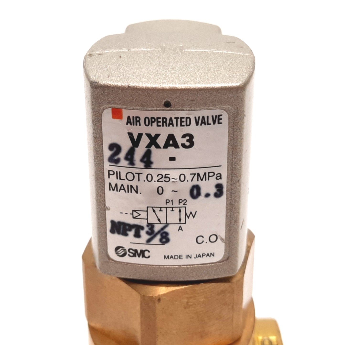 Used SMC VXA3 Air Operated Valve, 2-Position 3-Port, Pilot: 0.25-0.7MPa, Main: 0.3MPa