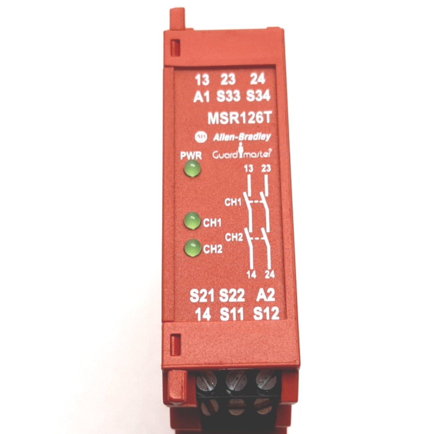 Used Allen Bradley MSR126T Guardmaster Safety Relay Module, 24VAC/DC, 250VAC 6A