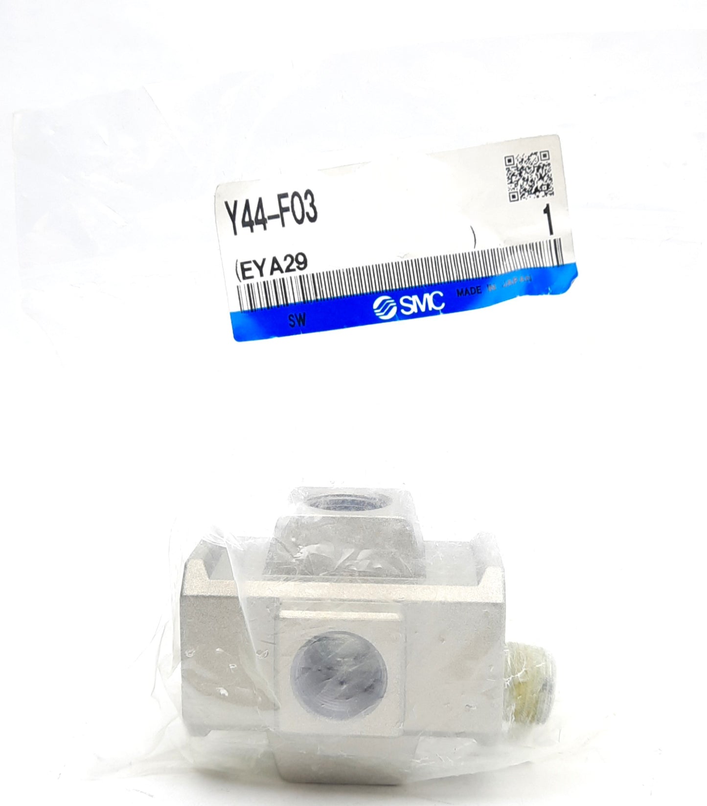 New – Open box Lot of 4 SMC Y44-F03 AC Series Cross Spacer, 4x 3/8" G, 2-1/2" x 2-1/4" x 1-1/2"