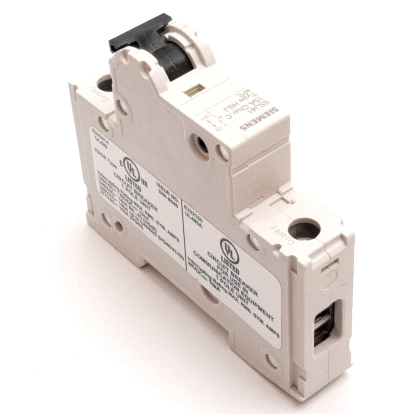 New Siemens 5SJ4118-7HG40 Circuit Breaker, 1-Pole, C-Curve, Rating: 15A 240VAC 60VDC