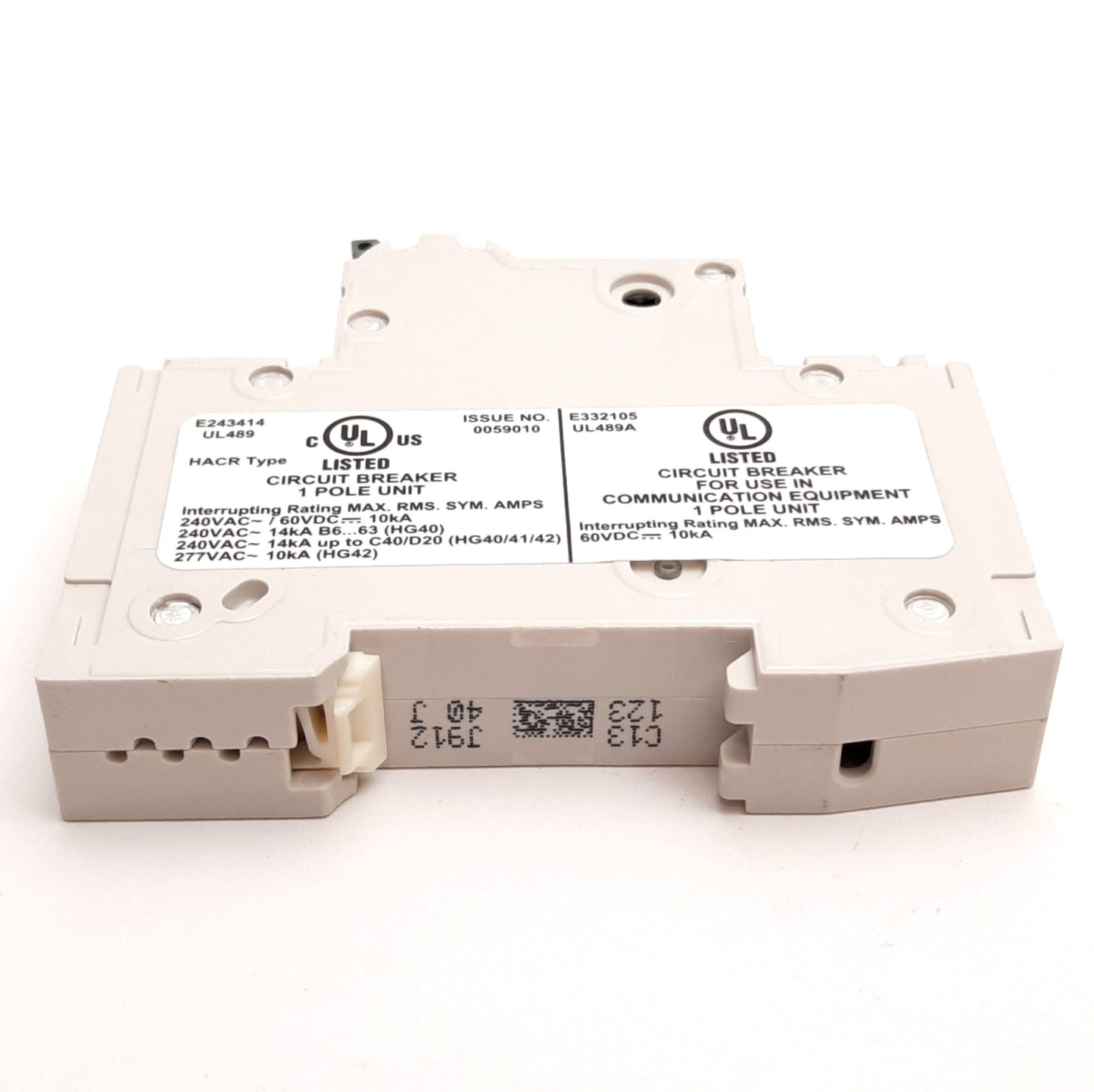 New Siemens 5SJ4113-7HG40 Circuit Breaker, 1-Pole, C-Curve, Rating: 13A 240VAC 60VDC