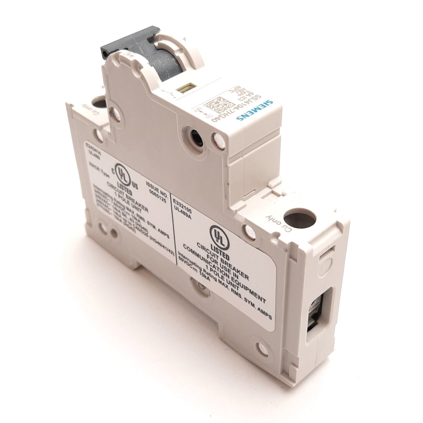 New Siemens 5SJ4104-7HG40 Circuit Breaker, 1-Pole, C-Curve, Rating: 4A 240VAC 60VDC