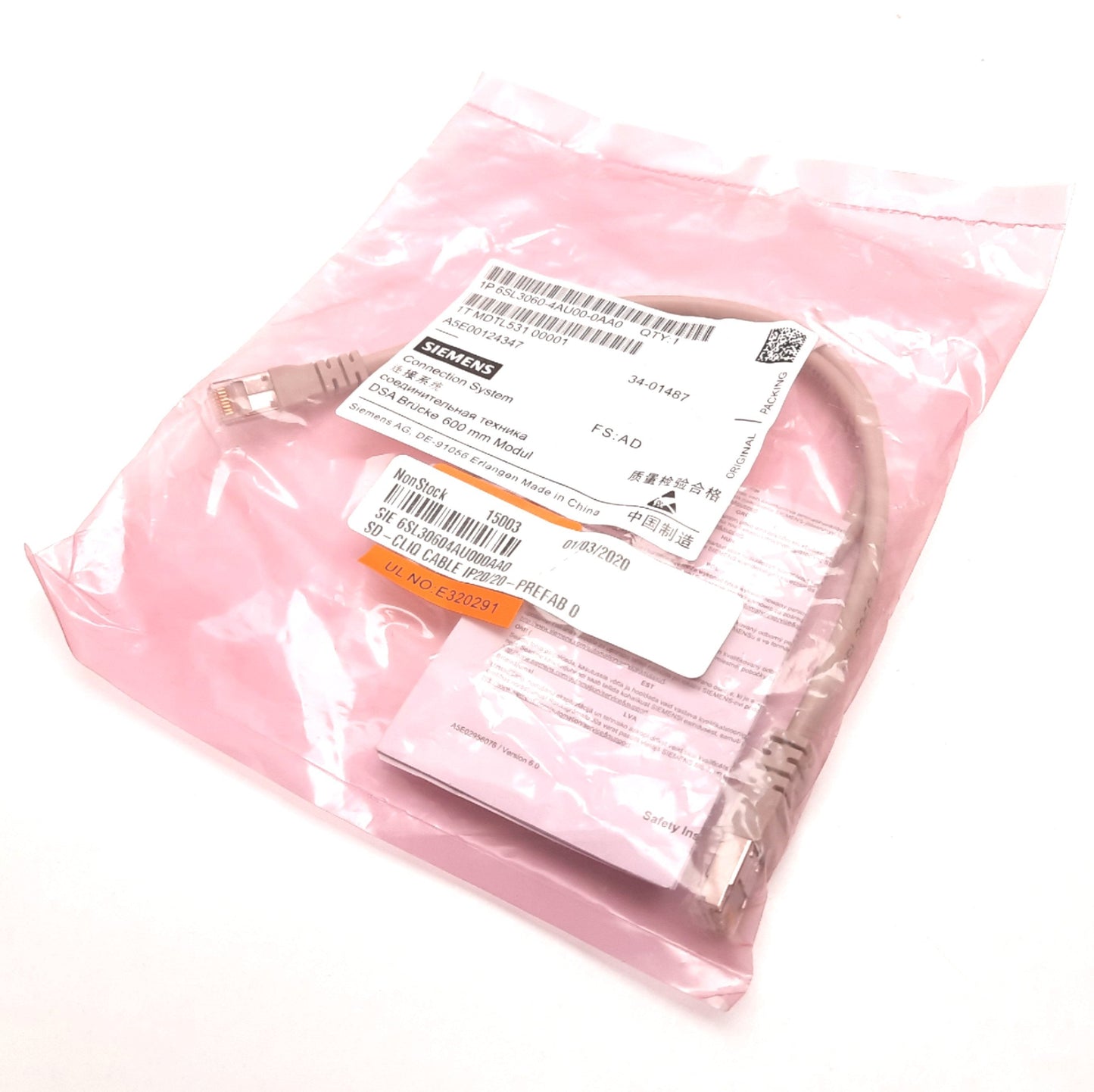 New Siemens 6SL3060-4AU00-0AA0 Sinamics Drive-CLiQ Cable, For S110 S120 Drives, 0.6m