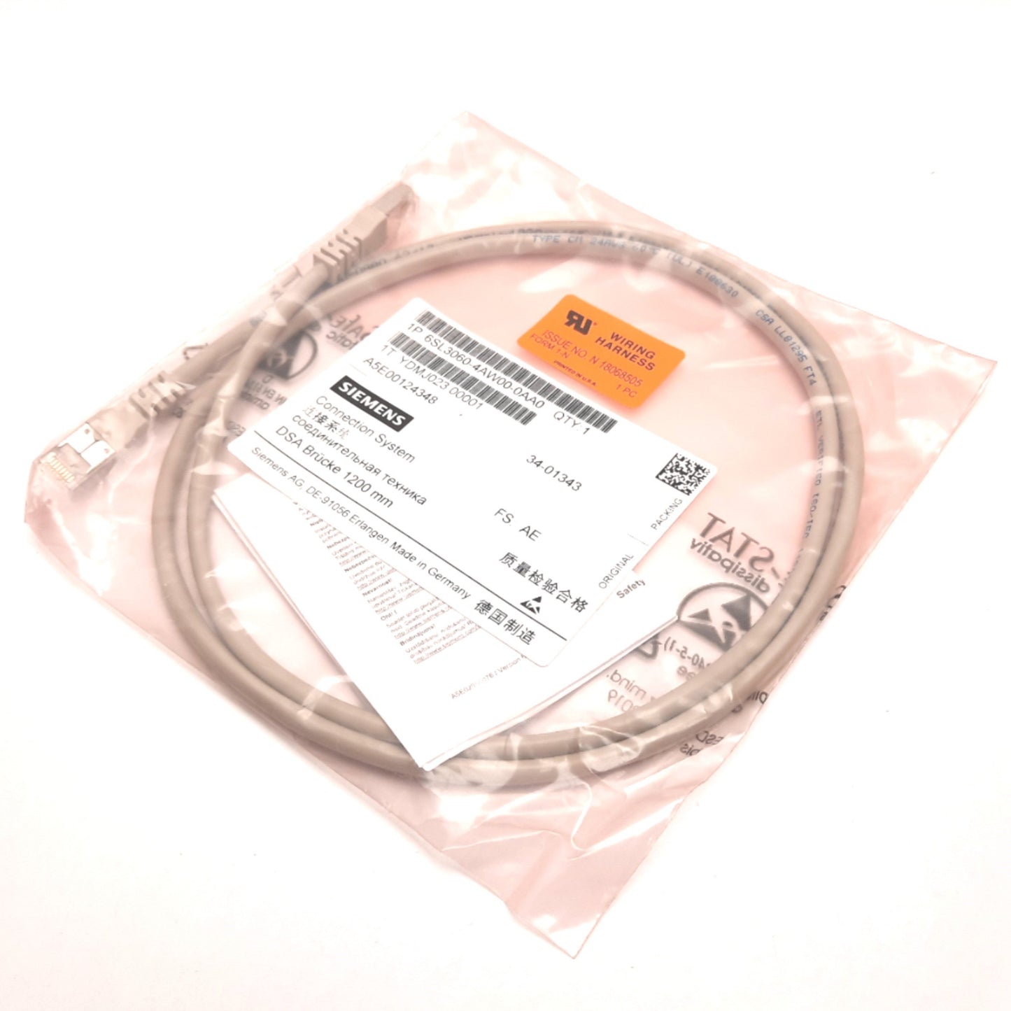 New Siemens 6SL3060-4AW00-0AA0 Sinamics Drive-CLiQ Cable, For S110 S120 Drives, 1.2m