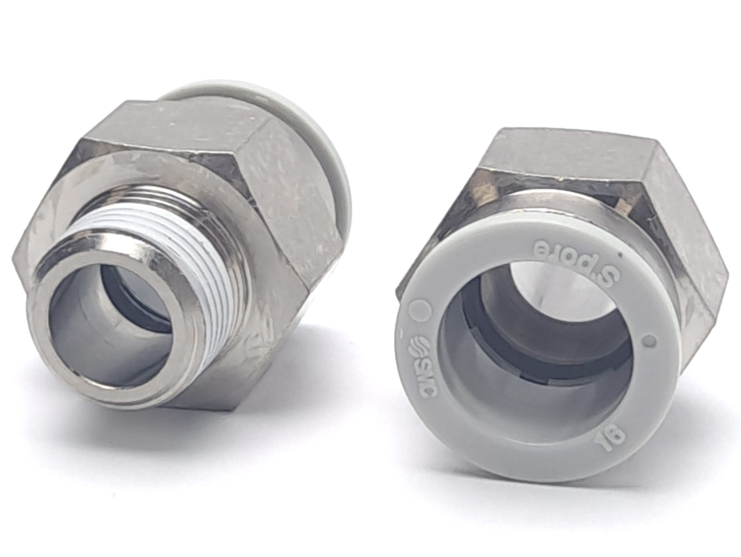 New Lot of 5 SMC KQ2H16-03NS Steel One-Touch Fitting, Rc3/8 Male Port with Sealant