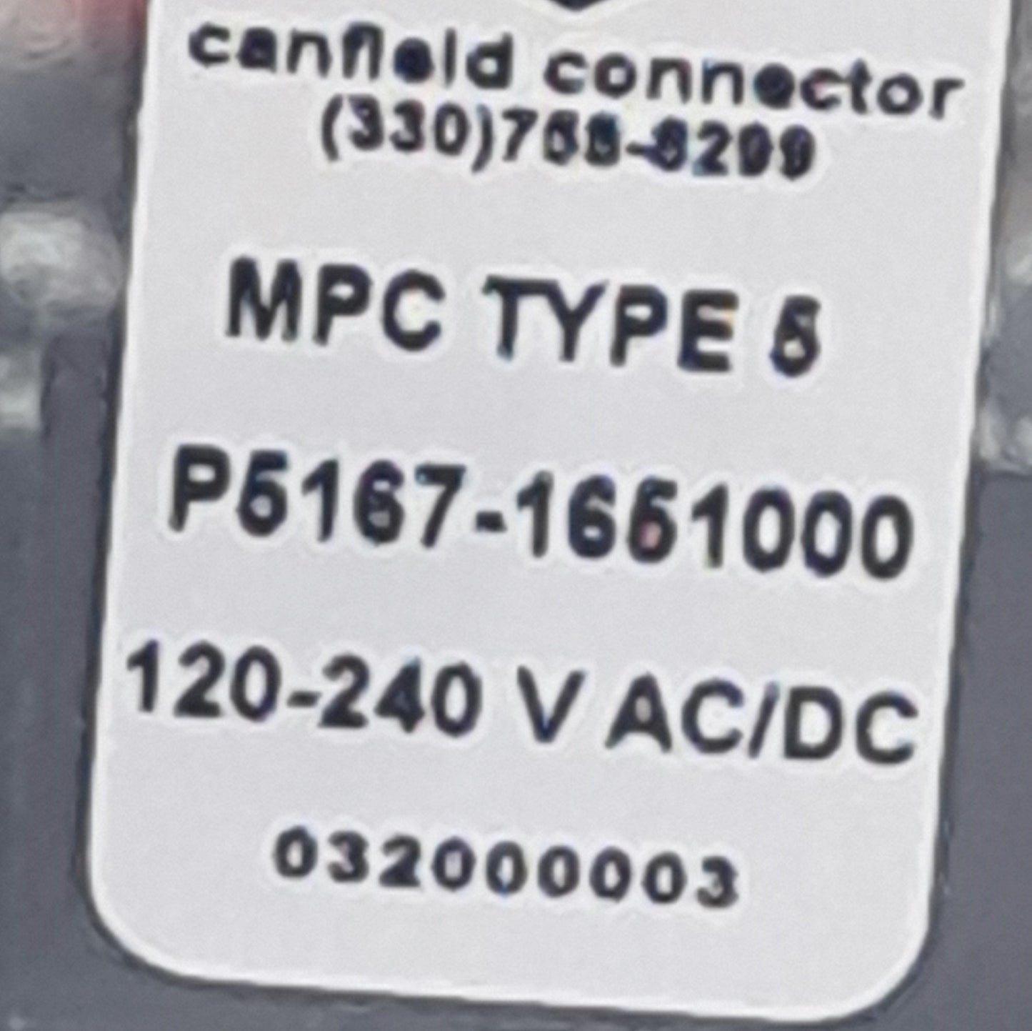 New Canfield P5167-1651000 Solenoid Valve Connector,120-240VAC/DC, 26.5 x 26.5mm