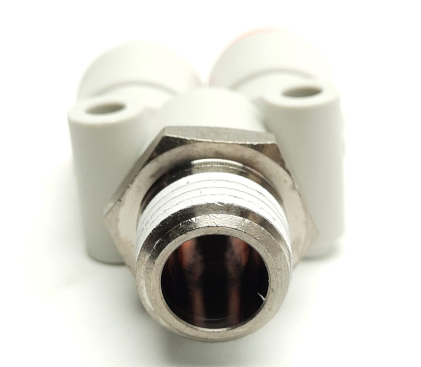 New – Open box Lot of 5 SMC KQ2U11-35NS Y-Branch P2C Fitting, 1/4 NPT to 2x 3/8" Tube, 1.0MPa