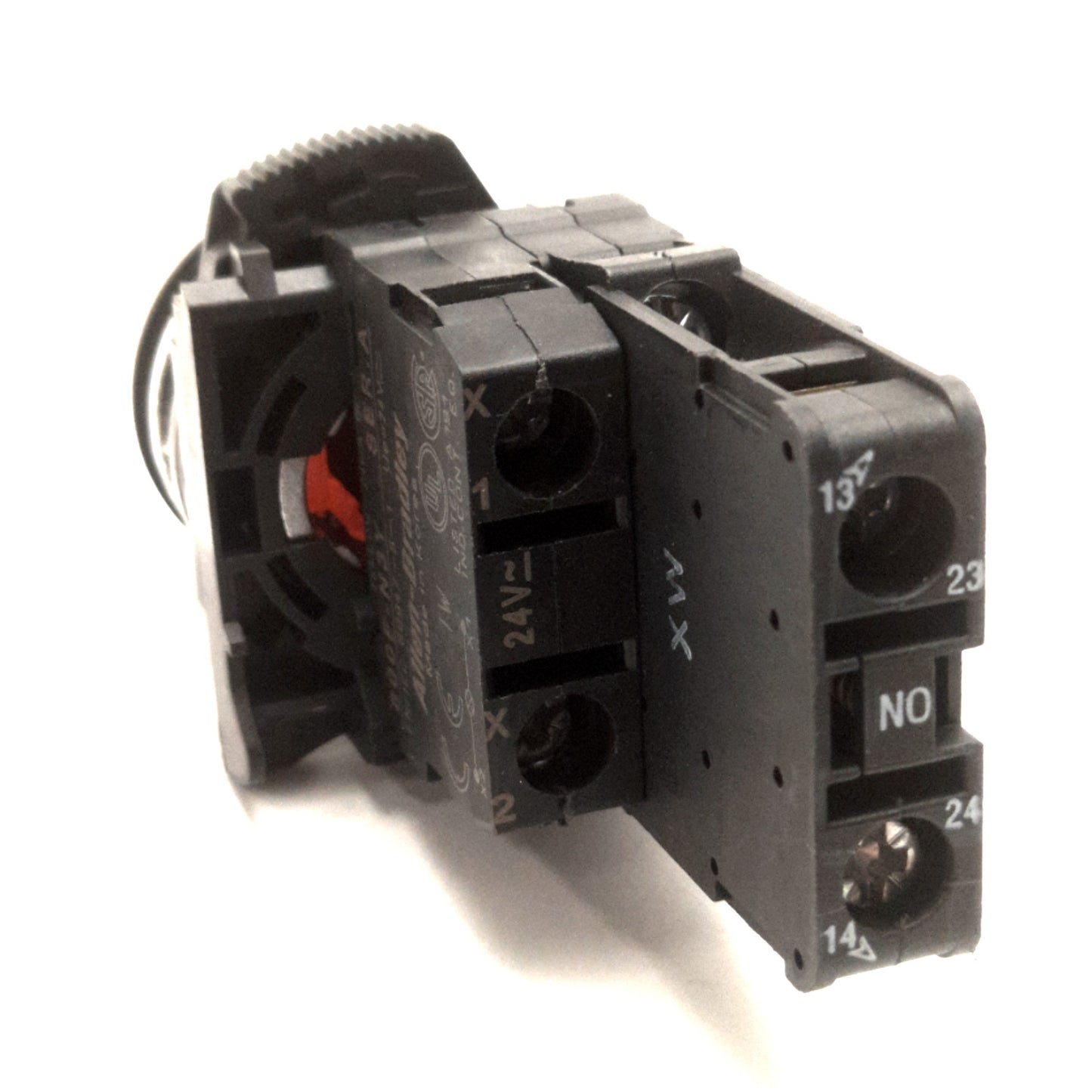 Used Allen Bradley 800FM-LF4 Pushbutton With 800F-N3Y Light Block & 800-FX20D, Red