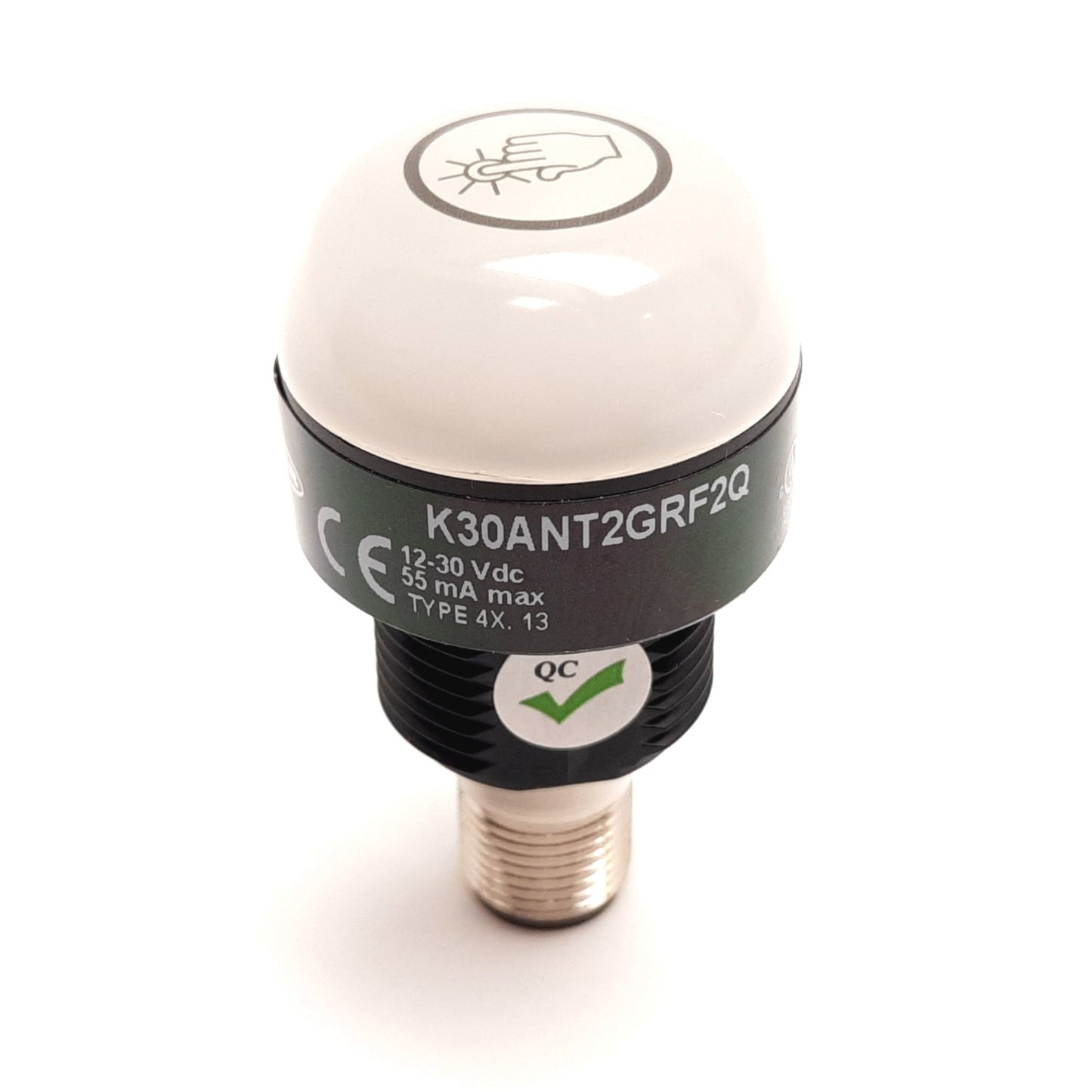 New Banner K30ANT2GRF2Q Illuminated Touch Button, 2-Color Green/Red, 12-30VDC, 4-Pin