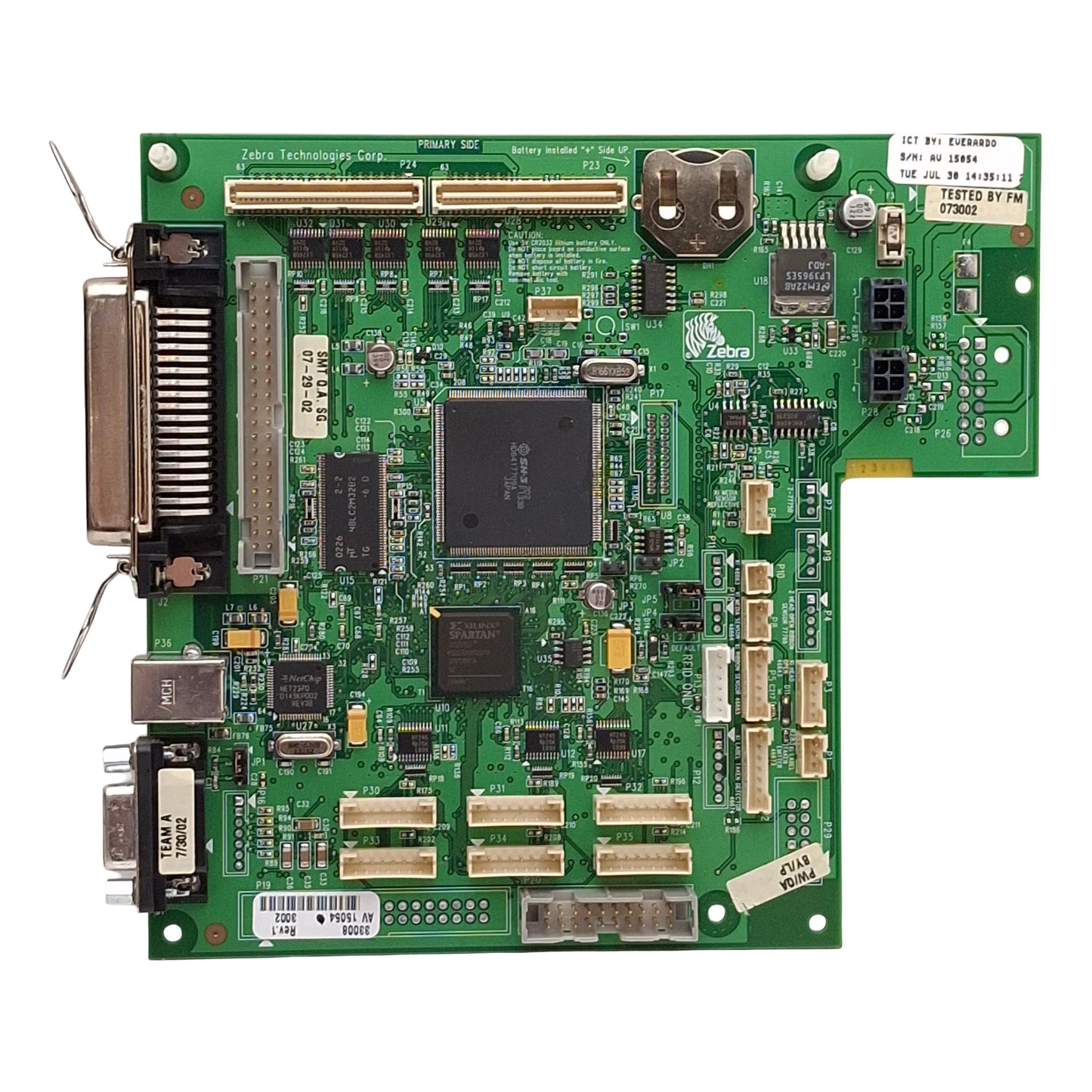 Used Zebra 33008 Rev 1 Main Control Board For 90/140/170 XI III+ Printer, Serial USB