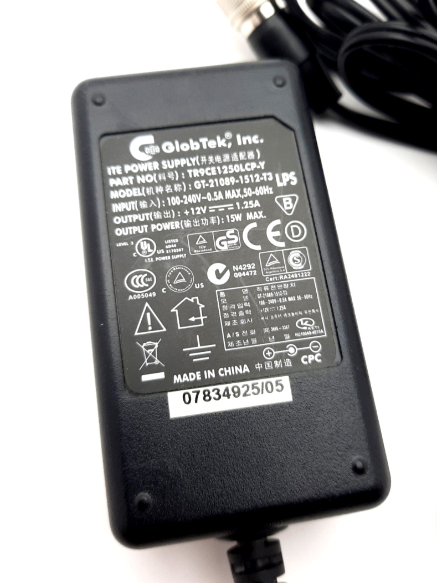 New GlobTek GT-21089-1512-T3 Power Supply For Sony XC Series Cameras 12-Pin Female