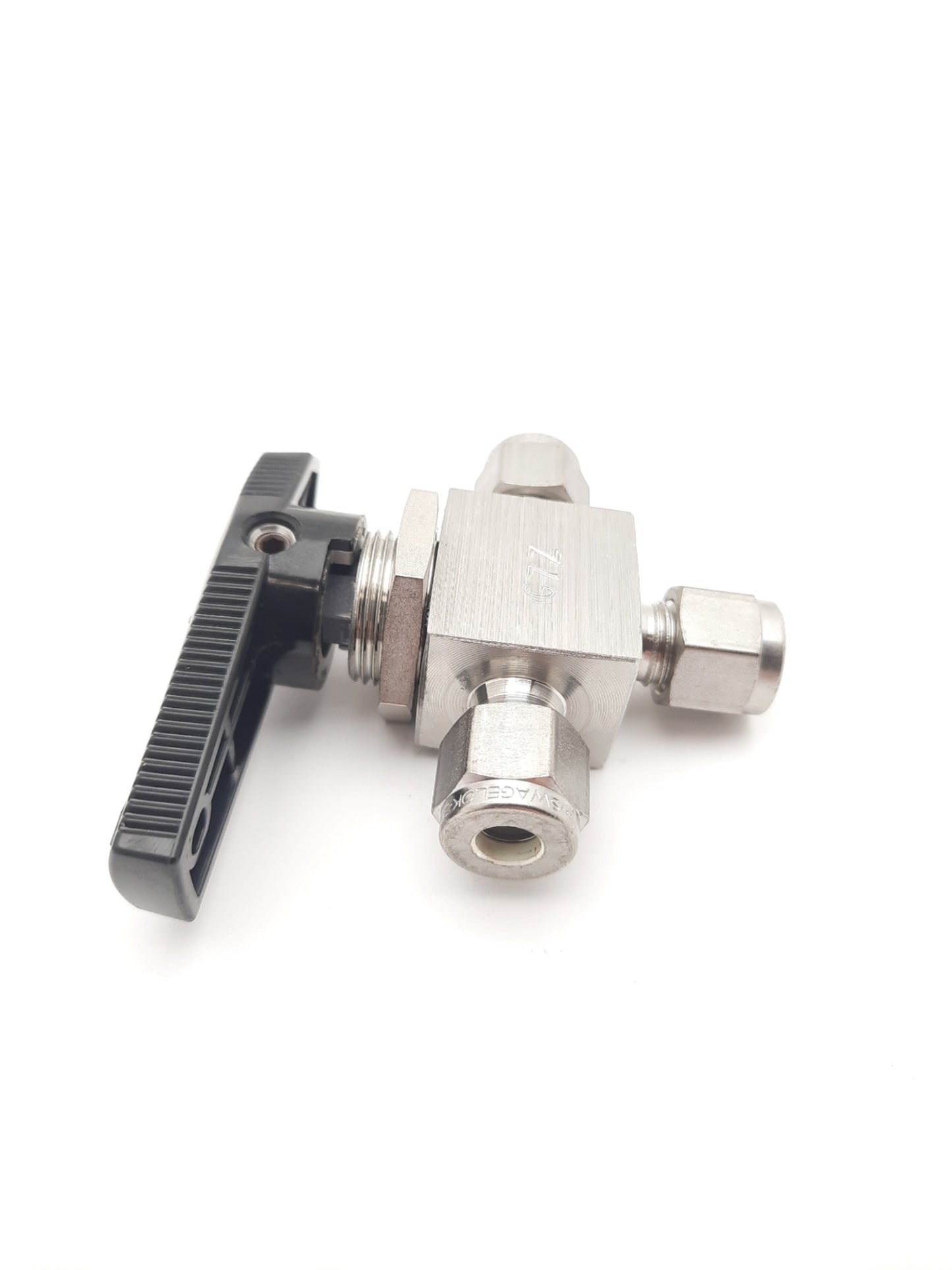 New Swagelok SS-43GXS4 Stainless 1 Piece 3 Way Ball Valve 2500PSI 1/4" Tube Fitting
